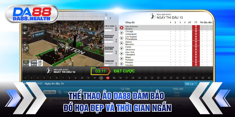 Thể thao ảo DA88 đảm bảo đồ họa đẹp và thời gian ngắn